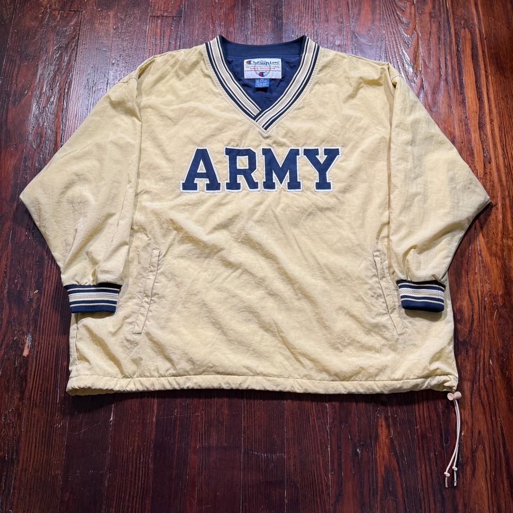 Vintage Army Pullover Mens 2XL Yellow Army West Point Champion Windbreaker